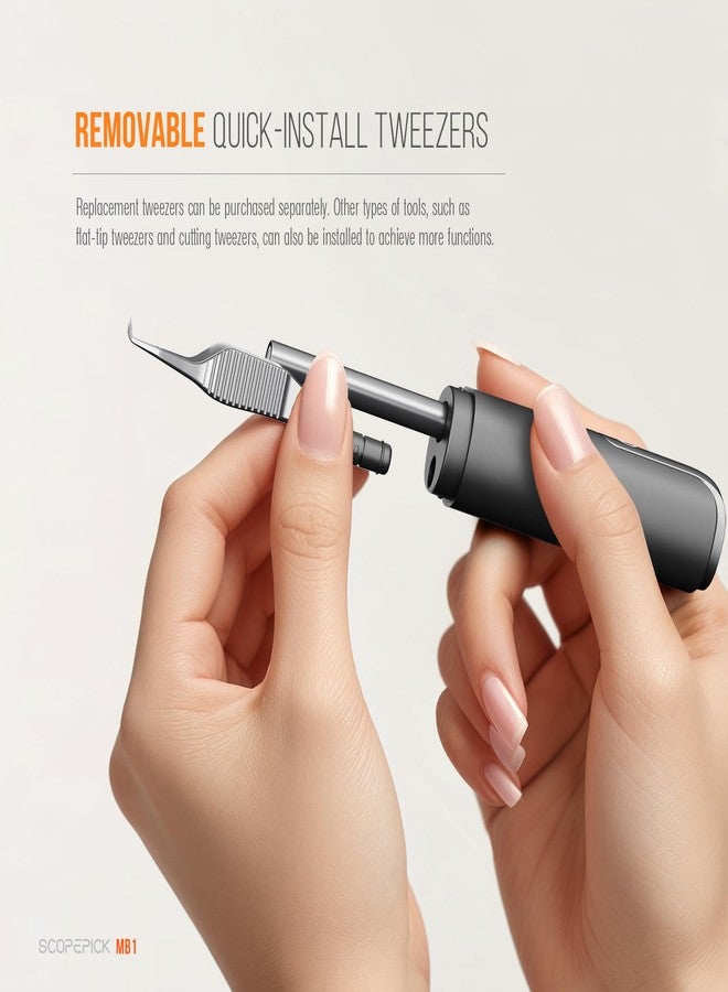 scopepick Blackhead Removal Tweezer with 1080p Camera, Ultimate Precision: Blackhead Removal with Camera - Perfect for Delicate Tasks! - - Ingrown Hair, Ear Hair Tweezer (Black) - Image 5