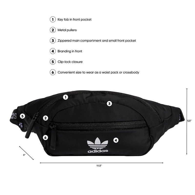 adidas Originals adidas Originals National Waist Pack, Black/White, One Size  - Image 2