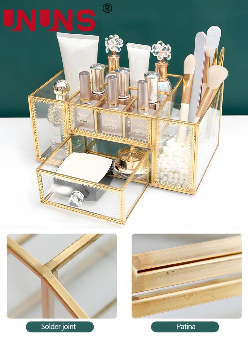 UNUNS Golden Lace Makeup Organizer-Perfume Cosmetic Holder-Makeup Brush Holder-Jewelry Organizer Display Organizer,Multifunctional Storage For Bedroom,Dresser,Countertop - Image 4