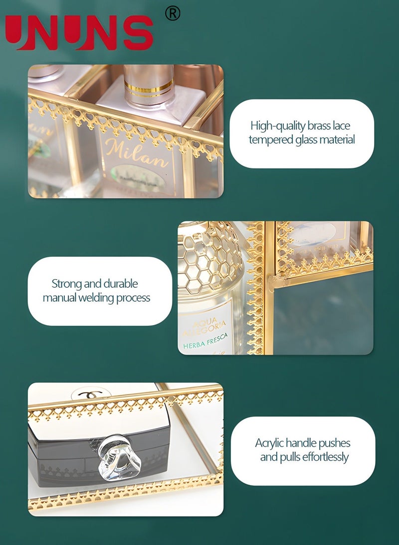 UNUNS Golden Lace Makeup Organizer-Perfume Cosmetic Holder-Makeup Brush Holder-Jewelry Organizer Display Organizer,Multifunctional Storage For Bedroom,Dresser,Countertop - Image 3