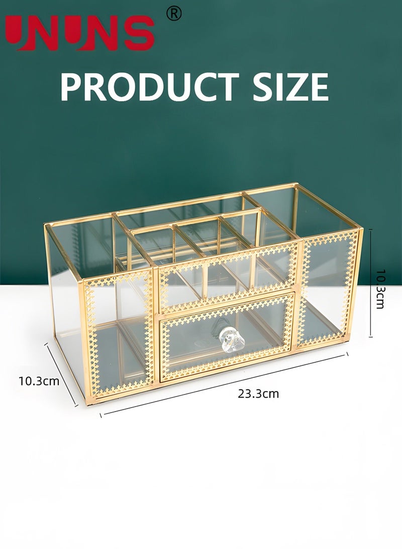 UNUNS Golden Lace Makeup Organizer-Perfume Cosmetic Holder-Makeup Brush Holder-Jewelry Organizer Display Organizer,Multifunctional Storage For Bedroom,Dresser,Countertop - Image 2