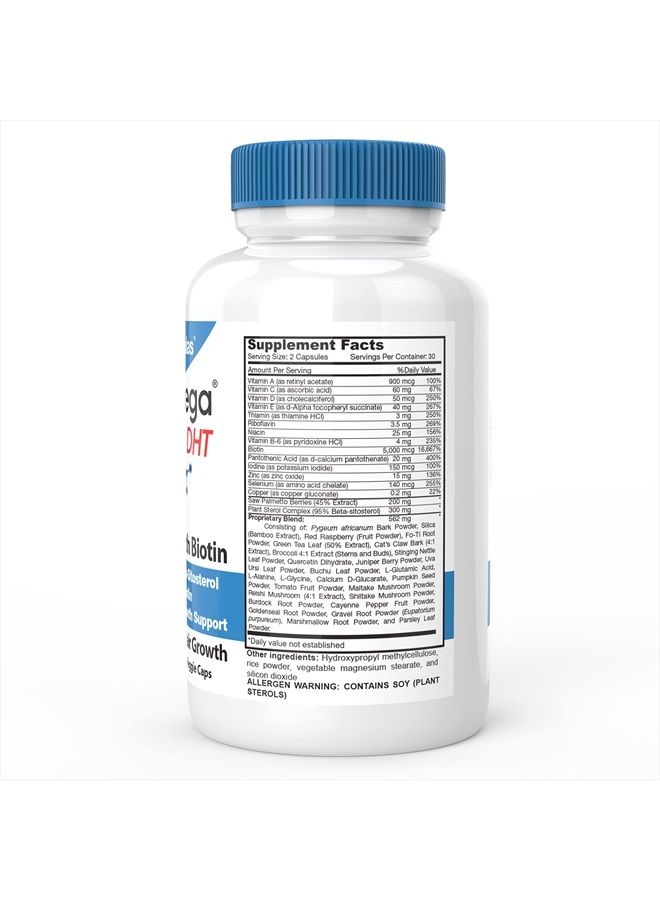 DrFormulas HairOmega DHT Blocker Biotin 5000 mcg Biotin، نمو الشعر 60 كبسولة نباتية. - Image 2