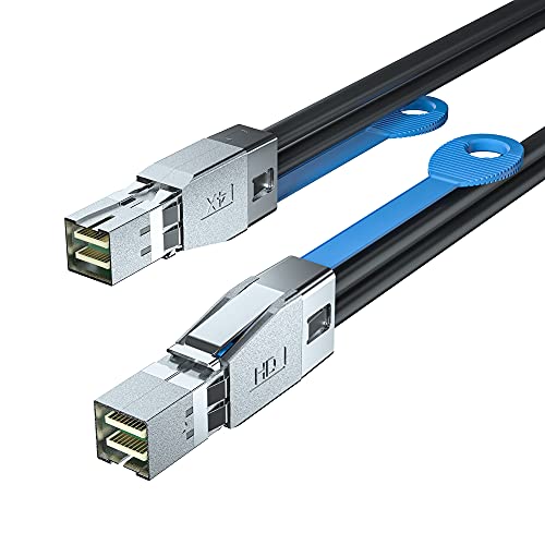 10Gtek 12G Mini SAS HD SFF-8644 to SFF-8644 Cable for NVMe Enclosure/Storage Array, SAN & JBOD Compatibility, 100-Ohm, 0.5-m(1.6ft) - Image 1