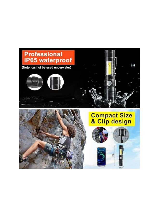 promass UV Flashlight Black Light, Torch Light Rechargeable, Waterproof UV LED Flashlight for Pet Clothing Detection, 7 Modes Super Bright Flashlight with Pocket Clip, Pefect for Searching - Image 3