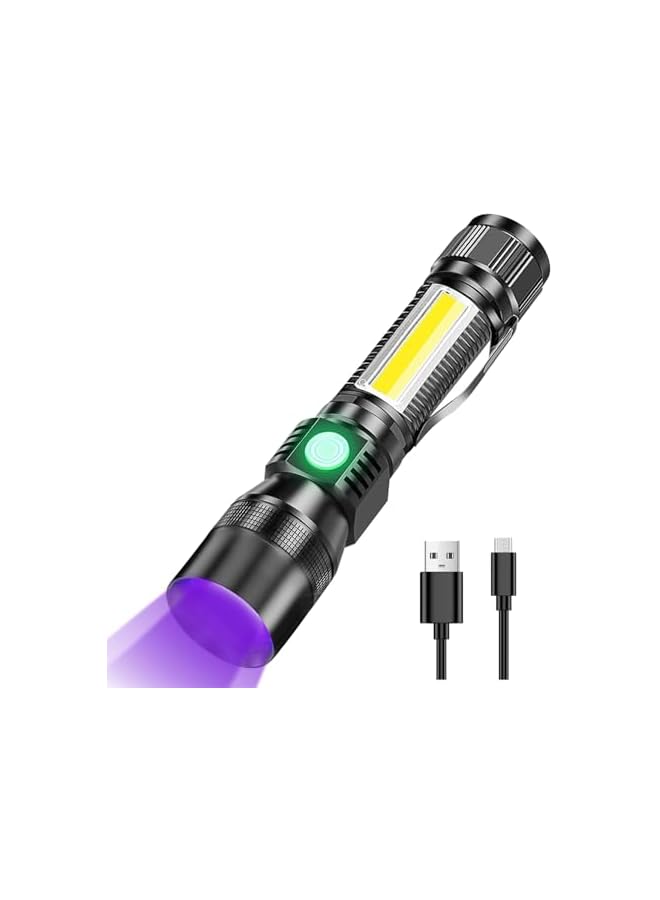 promass UV Flashlight Black Light, Torch Light Rechargeable, Waterproof UV LED Flashlight for Pet Clothing Detection, 7 Modes Super Bright Flashlight with Pocket Clip, Pefect for Searching - Image 2