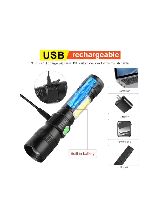 promass UV Flashlight Black Light, Torch Light Rechargeable, Waterproof UV LED Flashlight for Pet Clothing Detection, 7 Modes Super Bright Flashlight with Pocket Clip, Pefect for Searching - Image 4