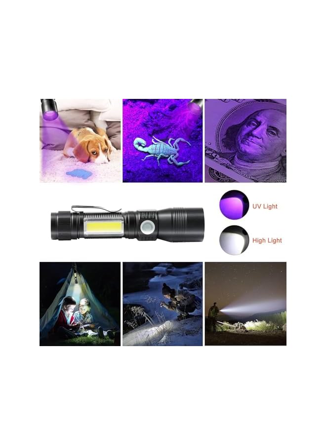 promass UV Flashlight Black Light, Torch Light Rechargeable, Waterproof UV LED Flashlight for Pet Clothing Detection, 7 Modes Super Bright Flashlight with Pocket Clip, Pefect for Searching - Image 5