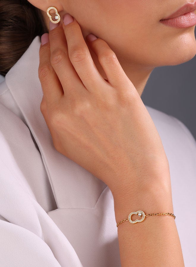 شيروتي 1881 أقراط بيانا مطلية بالذهب بتصميم حرف سي مرآة للنساء - Image 4