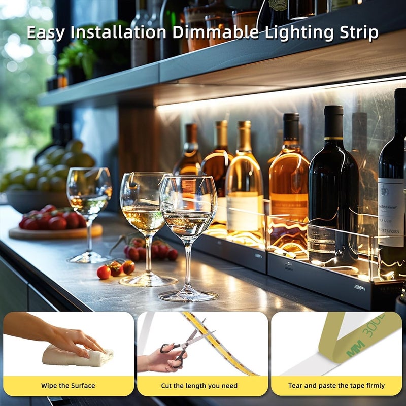 أضواء شريط LED 5V USB 16.4ft/5m، ضوء شريط USB قابل للتعتيم بدون خطوات باللمس 3000K أبيض دافئ مرنة 5V أضواء LED لغرفة النوم والمطبخ، ديكور غرفة الإضاءة DIY أضواء LED للتلفزيون - Image 3