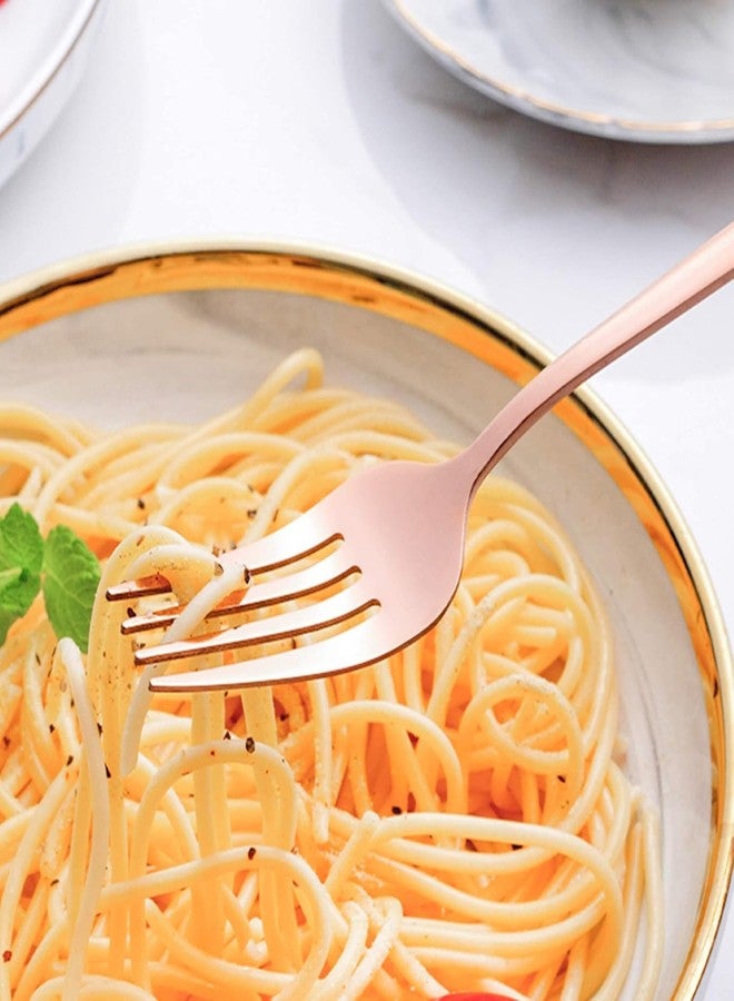MAPPLE CREATION 5-Pieces Rose Gold Stainless Steel Cutlery Set, Include Forks Spoons and Knives Set, Dishwasher Safe Utensil Sets for Home Restaurant - Image 5