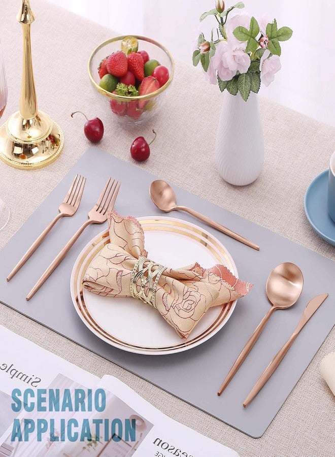 MAPPLE CREATION 5-Pieces Rose Gold Stainless Steel Cutlery Set, Include Forks Spoons and Knives Set, Dishwasher Safe Utensil Sets for Home Restaurant - Image 4