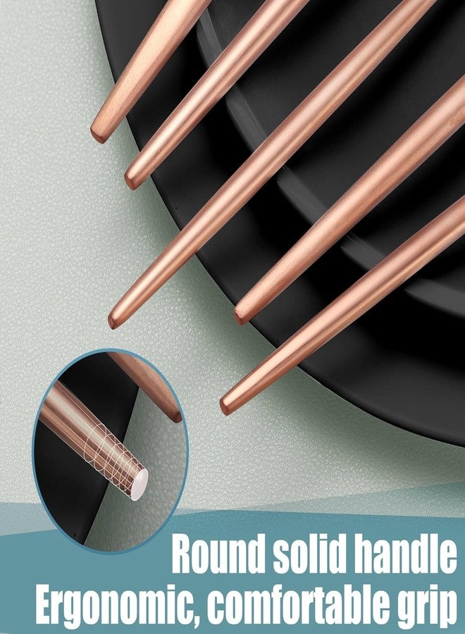 MAPPLE CREATION 5-Pieces Rose Gold Stainless Steel Cutlery Set, Include Forks Spoons and Knives Set, Dishwasher Safe Utensil Sets for Home Restaurant - Image 2
