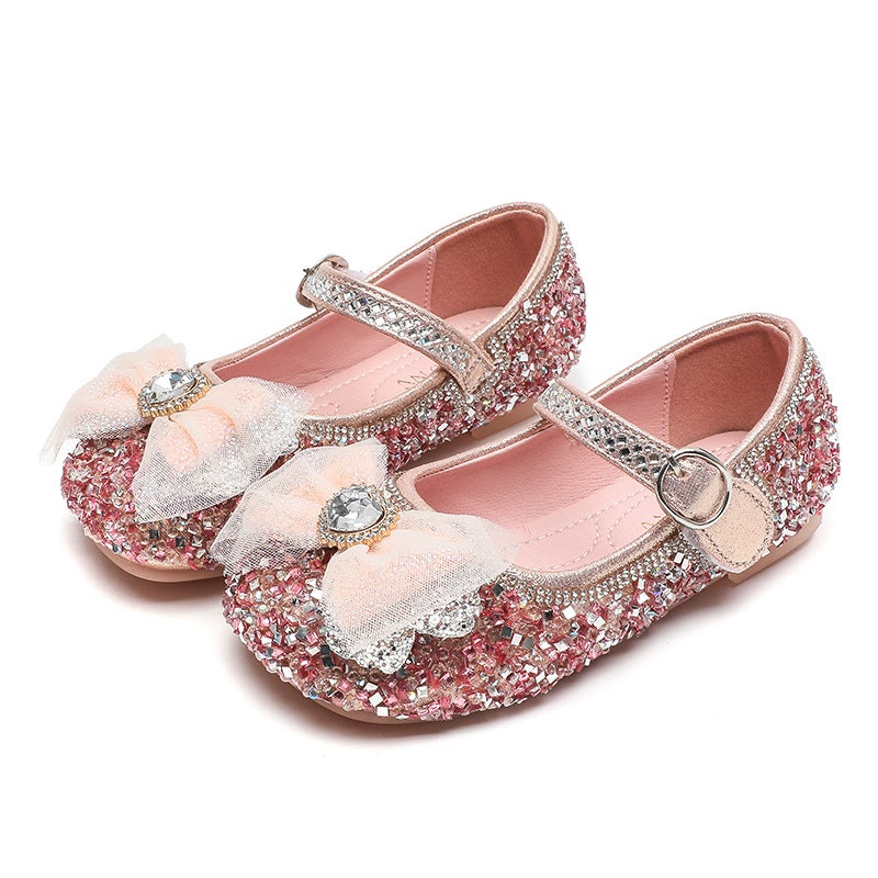 Girls Rhinestone Princess Shoes 2023 Autumn New Children Soft Sole Single Shoes Little Girls Dance Performance Crystal Shoes - Image 1
