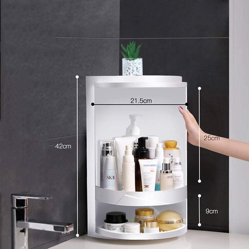 VBM Plastic 360 Degree Rotating Multi Layer Waterproof dust Proof Triangle Shelf Kitchen Toilet Shelf Corner Shelf Bathroom Storage Rack White - Image 3
