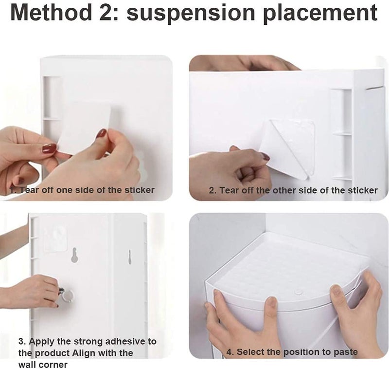 VBM Plastic 360 Degree Rotating Multi Layer Waterproof dust Proof Triangle Shelf Kitchen Toilet Shelf Corner Shelf Bathroom Storage Rack White - Image 4