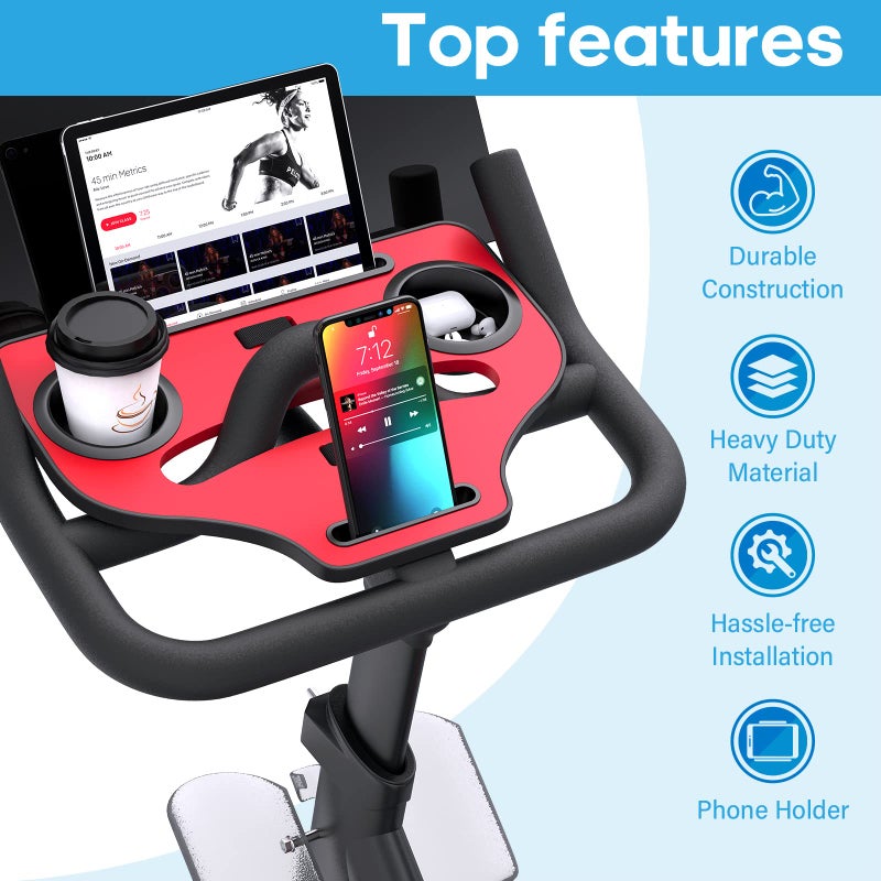 Qsxou Desk Attachment for Peloton Bike (NOT Bike+) Tray Holder for Phone, Cup, Tablet, Ergonomic Platform Tray Accessories for Peloton Spin Bikes - Image 2