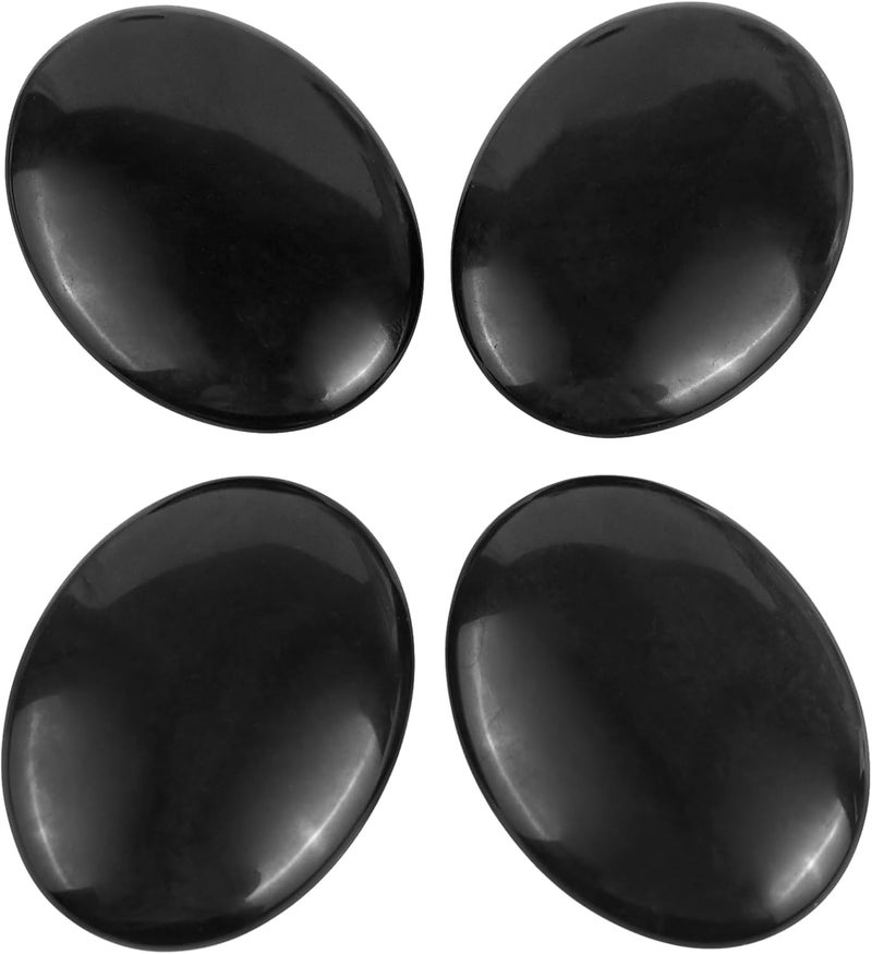 mookaitedecor Black Obsidian Palm Stone,Oval Shape Pocket Worry Stones for Crystal Healing Meditation Set of 4