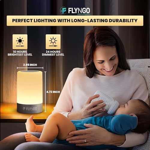 FLYNGO Touch Control LED Night Light Table Lamp for Bedroom, Living Room, and Study, with Adjustable Brightness, USB Rechargeable (A1)Plastic ,White - Image 5