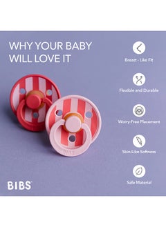 BIBS Pack Of 2 Studio Colour Round Pacifier, Latex Size 1, 0 - 6 Months, Baby Pink Coral, Orthodontic Soother, Soft Natural Rubber, Bpa - Free  - Image 5