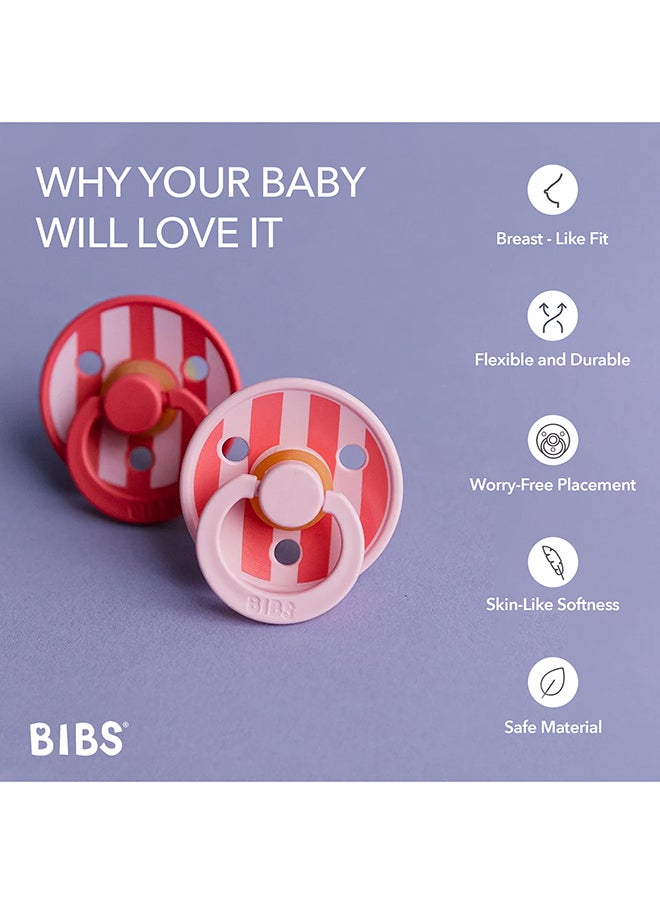 BIBS Pack Of 2 Studio Colour Round Pacifier, Latex Size 1, 0 - 6 Months, Baby Pink Coral, Orthodontic Soother, Soft Natural Rubber, Bpa - Free  - Image 5