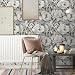 MuralPeel Dark Grey White Poppies Peony Floral Vintage Peel and Stick Wallpaper Self Adhesive Removable Easy Peel Off Stick on Wall Paper for Bedroom Cabinet Renter - Image 2