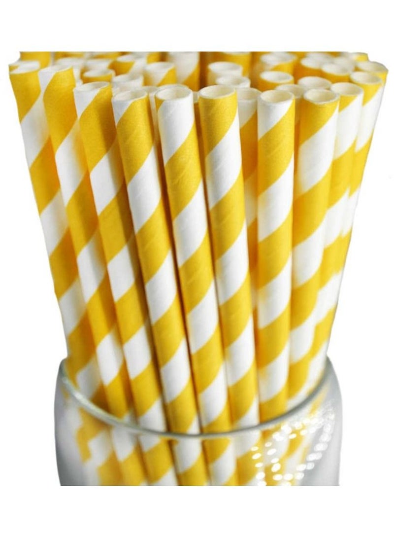 Paper Straw Yellow and White 250pcs per Pack