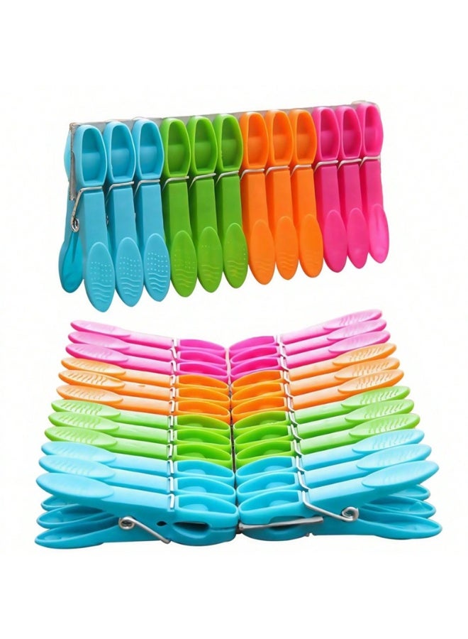 24 قطعة من مشابك الغسيل البلاستيكية ومشابك الغسيل المقاومة للرياح ومشابك الغسيل البلاستيكية ومشابك الملابس الداخلية لرف تجفيف الملابس للاستخدام الداخلي والخارجي وملحقات الغسيل - Image 1