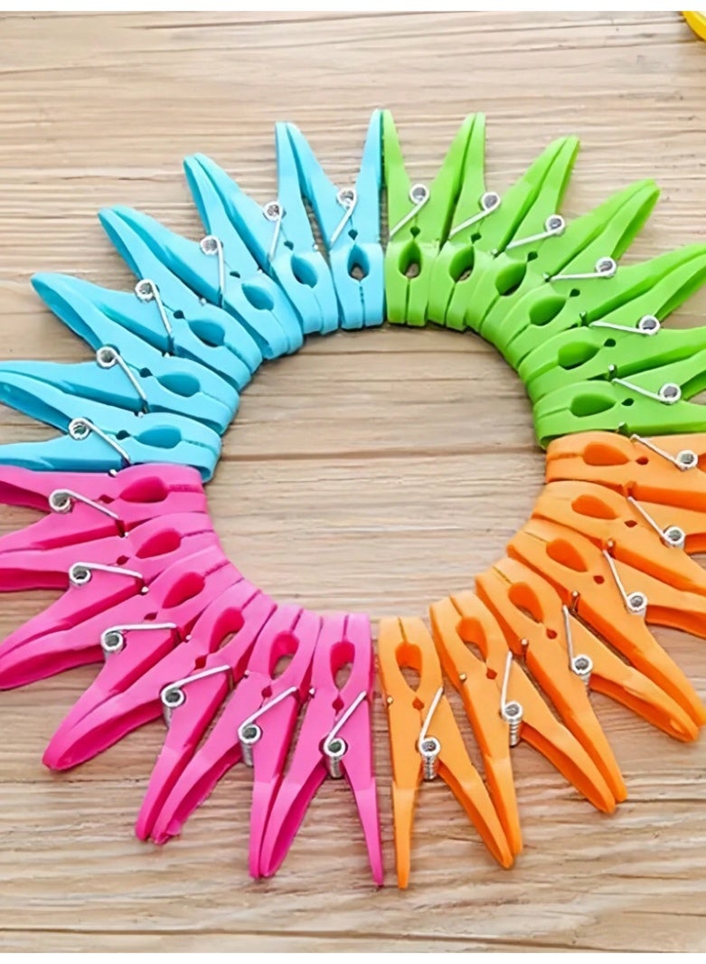 24 قطعة من مشابك الغسيل البلاستيكية ومشابك الغسيل المقاومة للرياح ومشابك الغسيل البلاستيكية ومشابك الملابس الداخلية لرف تجفيف الملابس للاستخدام الداخلي والخارجي وملحقات الغسيل - Image 2