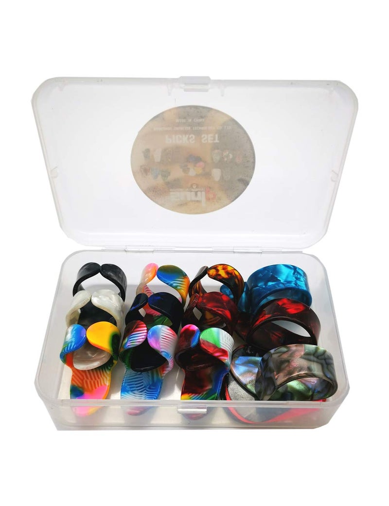 SUNLP Thumb Finger Picks Plectrum With Plastic Picks Case, 1 Dozen (3 Pairs) SUNLP Celluloid Guitar thumb finger picks Mandolin Banjo thumb finger picks and Free 8pcs 0.46mm Guitar Picks (Mix Color) - Image 4