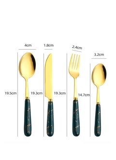 Captaintech 24 Piece Ceramics Stainless Steel Flatware Set with Knife Spoon Fork（Dark Green）  - Image 3