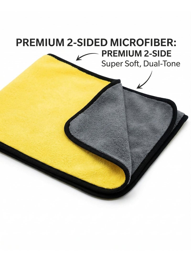SolidX Double Sided Microfiber Cleaning Cloth for Car 3PCS 40x40cm | Ultra Soft Lint-Free Scratch-Free Towels | High Absorbency Car Detailing Cloth for Interior & Exterior Use I Multi Purpose uses Car, Home, Office, Kitchen - Image 2