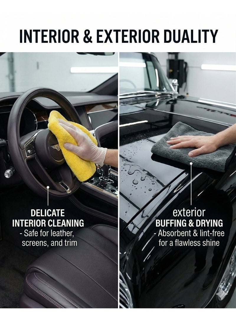 SolidX Double Sided Microfiber Cleaning Cloth for Car 3PCS 40x40cm | Ultra Soft Lint-Free Scratch-Free Towels | High Absorbency Car Detailing Cloth for Interior & Exterior Use I Multi Purpose uses Car, Home, Office, Kitchen - Image 5
