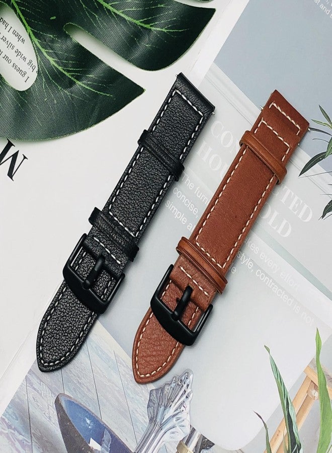 YEEJOK Galaxy Watch 7 Bands Leather, Compatible for Samsung Galaxy Watch FE Band, Galaxy Watch 7/6/5/4/3 Straps 40mm 44mm 43mm 45mm 46mm 47mm, 20mm Bracelets Replacement Active2/Gear Sport Men Women - Image 5