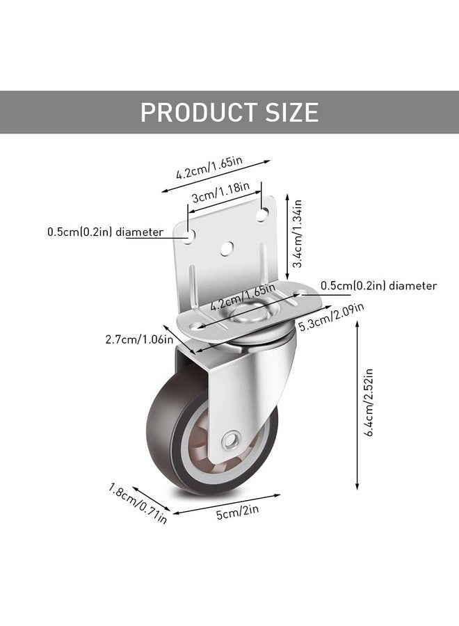 HASTHIP® 4 Pcs Swivel Caster Wheels Set Locking Casters Swivel Caster Wheels 2-Inch Small Rubber Caster Wheels Heavy Duty 600lbs Moving Wheel Casters for Furniture, Baby Bed, Kitchen, Cabinet - Image 4