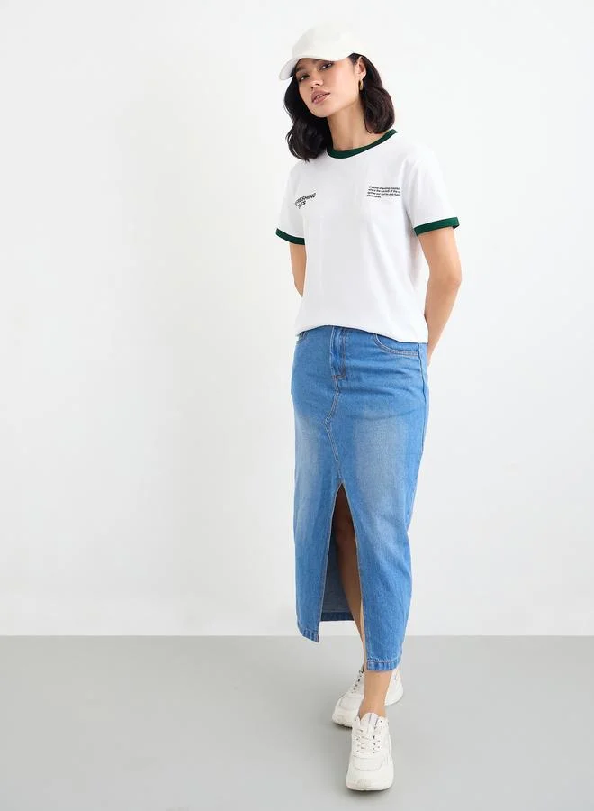 ستايلي Styli Women White Slogan Print Regular Fit T-Shirt