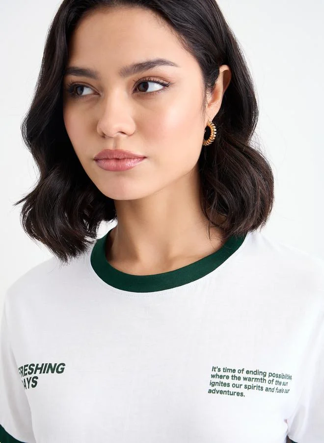 Styli Styli Women White Slogan Print Regular Fit T-Shirt