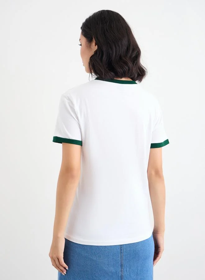Styli Styli Women White Slogan Print Regular Fit T-Shirt