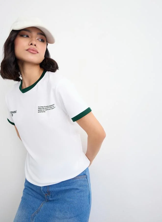 Styli Styli Women White Slogan Print Regular Fit T-Shirt