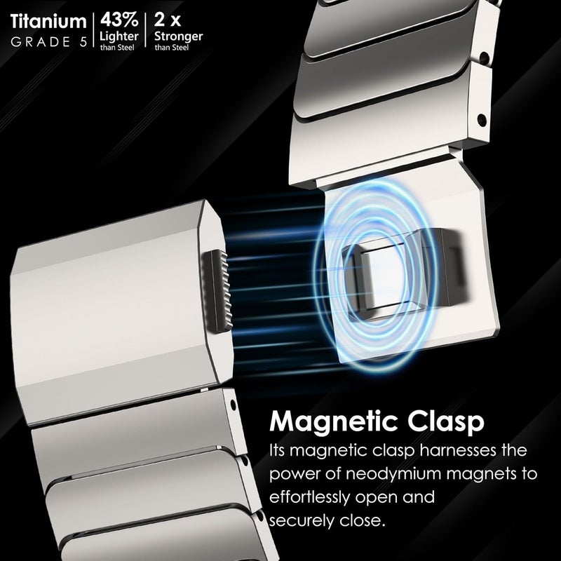 سوار من الفولاذ المقاوم للصدأ من CHANCHY لساعة Apple Watch Ultra بمقاسات 49 مم و45 مم و44 مم و42 مم و38 مم و40 مم و41 مم، حزام معدني مع مشبك قابل للطي لساعة Apple Watch Series 8 و7 و6 و5 و4 و3 و2 و1 للرجال (أسود، 49 مم و45 مم و44 مم و42 مم) - Image 3