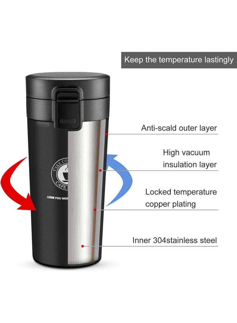 Original 350ml Thermal Mug and Flask, Vacuum-Insulated Stainless Steel 304 Thermal Bottle for Tea and Coffee, Retains Heat, Suitable for Travel, Hot and Cold Beverages, and Perfect for Kids and Infants. Features a Leak-Proof Design, Making It a Great Gift for Outdoor, Office, Home, and Sports Use. Available in an Elegant Black Satin Finish – Coffee, Nescafe, Cappuccino, and Tea Mug – Fits Car Cup Holders – Coffee Mug – Double-Wall Stainless Steel Insulation with a Mesh Filter and Foldable Lid to Keep Beverages Hot or Cold – Vacuum-Insulated Stainless Steel Thermal Cup with Double-Wall Design, Flip Lid, and Mesh Filter for Hot and Cold Drinks for Up to 6 Hours. - Image 3