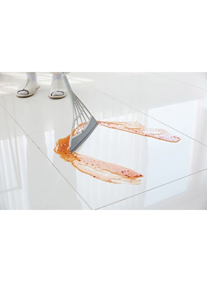 Broombi and Dustpan Set - All-Surface Silicone Broom & Squeegee for Indoor Cleaning - Sweeps Glass, Dust, Removes Pet Hair, Liquids - Smooth Floors, Rugs, Windows - One-Click Smart Dustpan (Grey) - Image 3