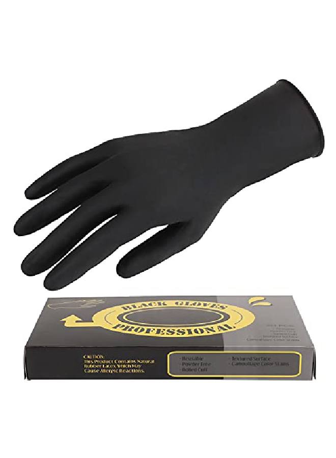 Segbeauty 20 Counts Hair Dye Gloves Medium Black Reusable Rubber Gloves Powder Free Rubber Latex Gloves Professional Hair Coloring Accessories For Hair Salon Hair Dyeing - Image 2