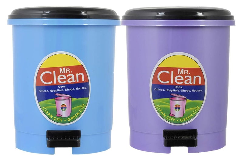 Kuber Industries 2 Pieces Table Top Desk Garbage Dustbin Trash for Office Home Work Place2 LTRBlue Purple - Image 1