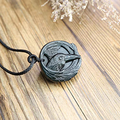 COAI Black Obsidian Black Stone Necklace Raven Necklace for Men Women, Nylon Cord - Image 4