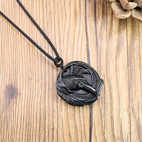 COAI Black Obsidian Black Stone Necklace Raven Necklace for Men Women, Nylon Cord - Image 5