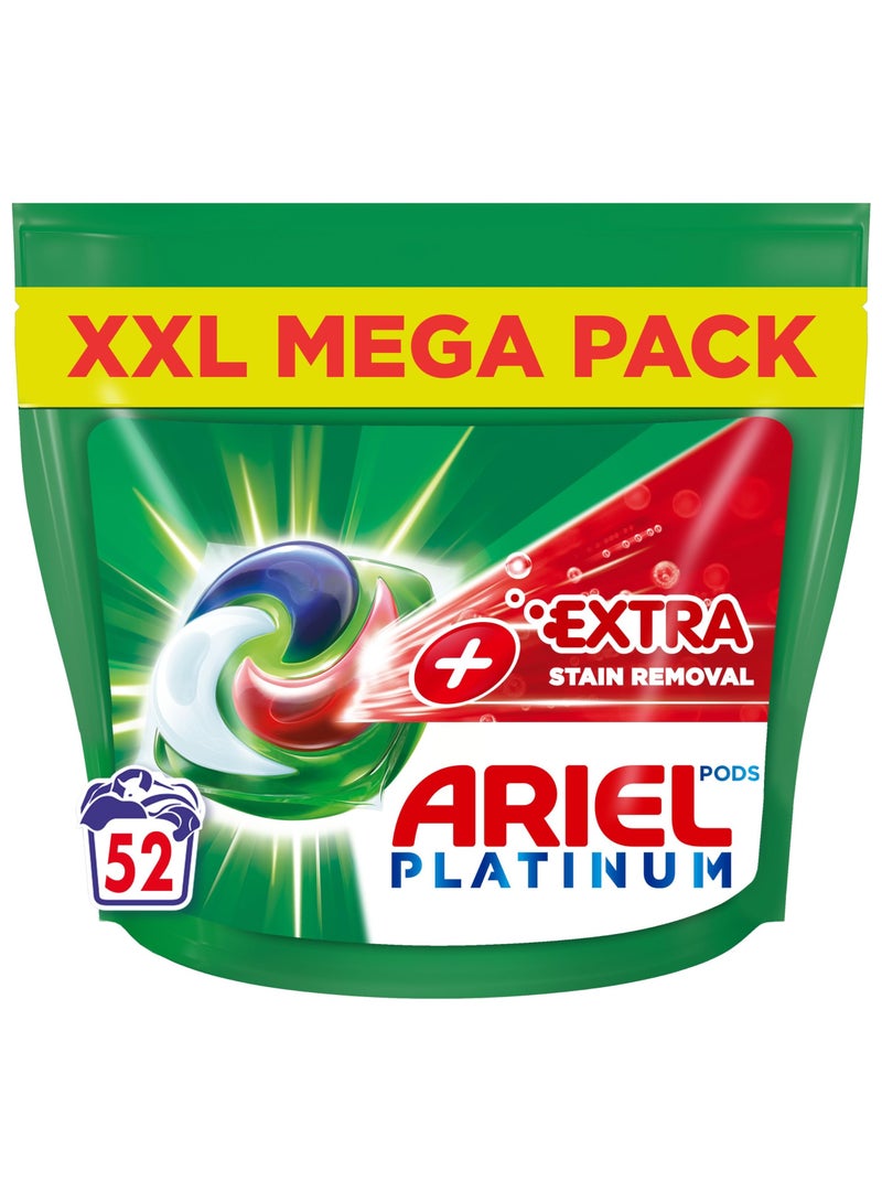 اريال كبسولات سائل غسيل الملابس Ariel Platinum PODS، 52 غسلة + إزالة إضافية للبقع - Image 1
