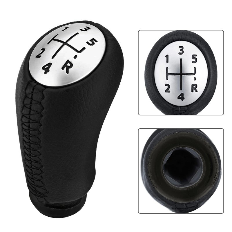 Gear Shift Knob 2-Pack: Black Premium PU Leather - Ergonomic Design For Smooth Shifting Direct Replacement Car Accessory For Automotive Driving Comfort - Image 3