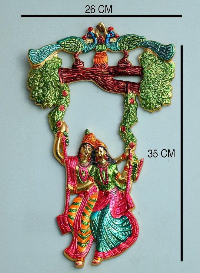Chhariya Crafts Radha Krishna Tree Jhula Decorative Metal Wall Hanging Art Decorative Showpiece for Wall Decor, Festival Home Decor Pooja Room Temple & Gift for Family, Friends, Housewarming - 35 cm - Image 2