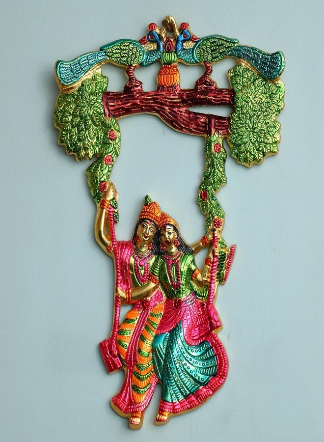 Chhariya Crafts Radha Krishna Tree Jhula Decorative Metal Wall Hanging Art Decorative Showpiece for Wall Decor, Festival Home Decor Pooja Room Temple & Gift for Family, Friends, Housewarming - 35 cm - Image 1