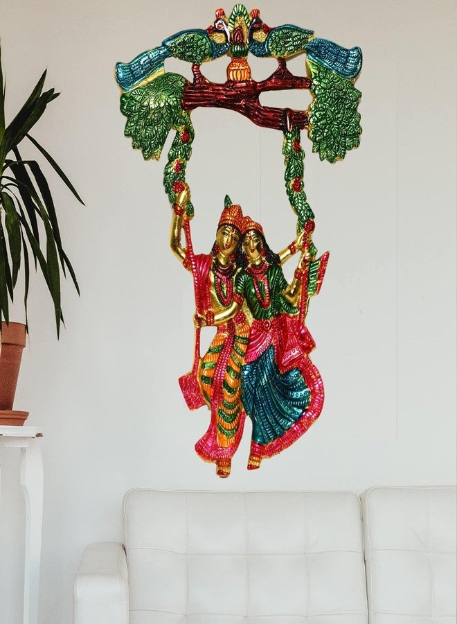 Chhariya Crafts Radha Krishna Tree Jhula Decorative Metal Wall Hanging Art Decorative Showpiece for Wall Decor, Festival Home Decor Pooja Room Temple & Gift for Family, Friends, Housewarming - 35 cm - Image 3